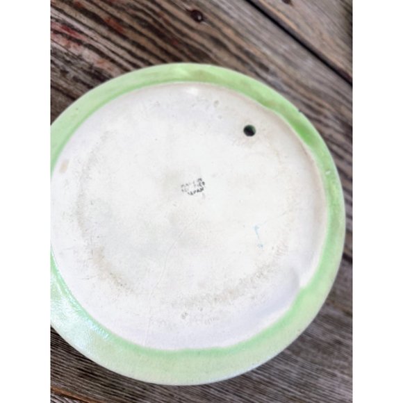 Vintage 1940s Pair Green Teacup Wall Pocket Vases Floral - Picture 6 of 12